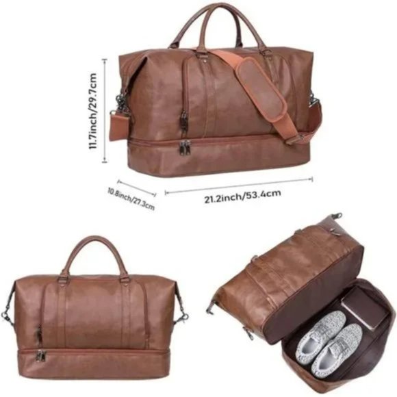 New Large Overnight Travel Duffle Tote Bags, [U]Brown - Picture 3 of 8